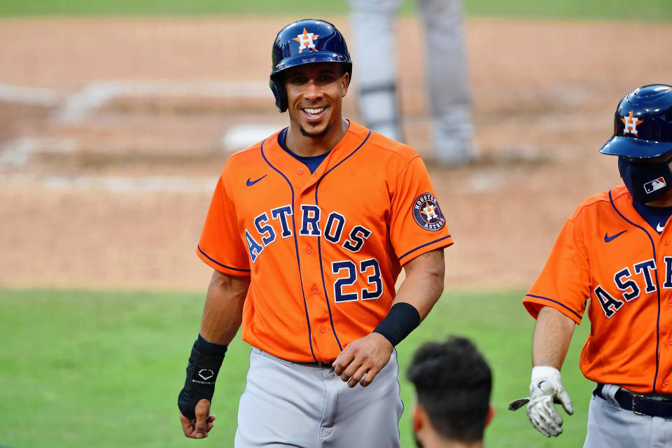 Michael Brantley has re-signed with the Astros on a two-year deal. (Jayne Kamin-Oncea-USA TODAY Sports)