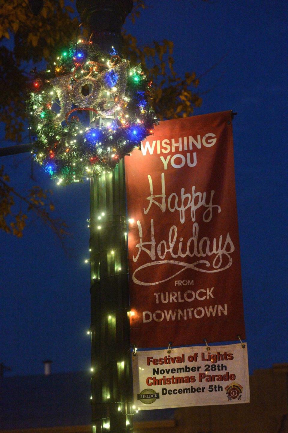 A banner at a past year’s Festival of Lights in Turlock.