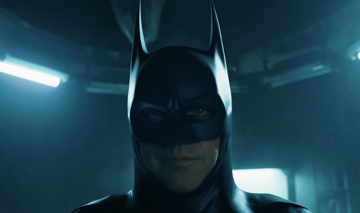 Michael Keaton dons the Batsuit again in the first trailer for The Flash. (Photo: Warner Bros./DC Entertainment/YouTube)