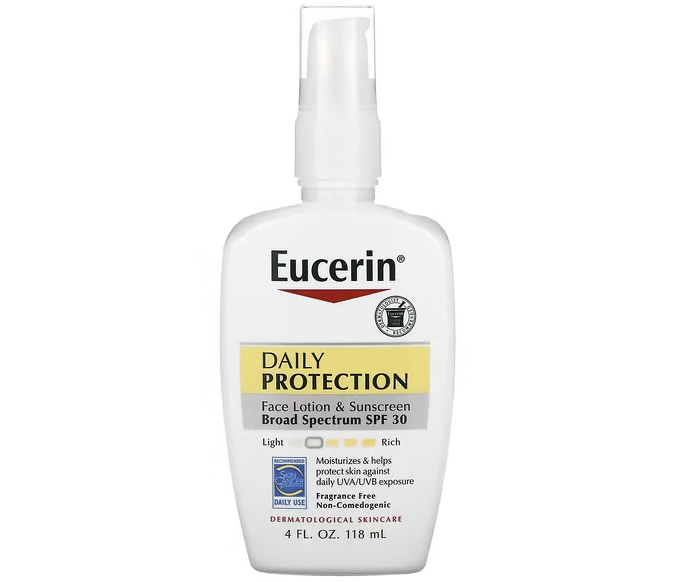 Eucerin, Daily Protection Face Lotion & Sunscreen, SPF 30, Fragrance-Free, 118 ml. PHOTO: iHerb