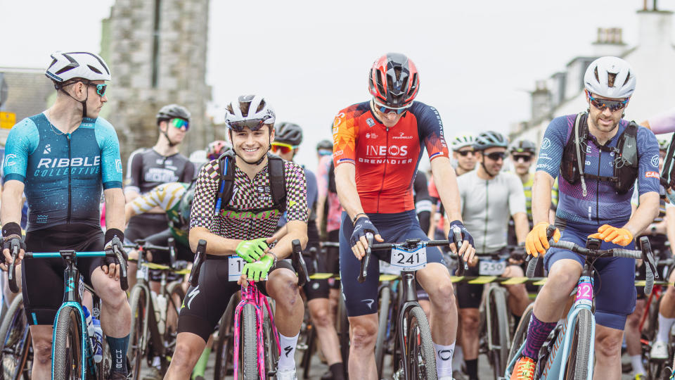  Riders at the start of the Gralloch gravel race. 