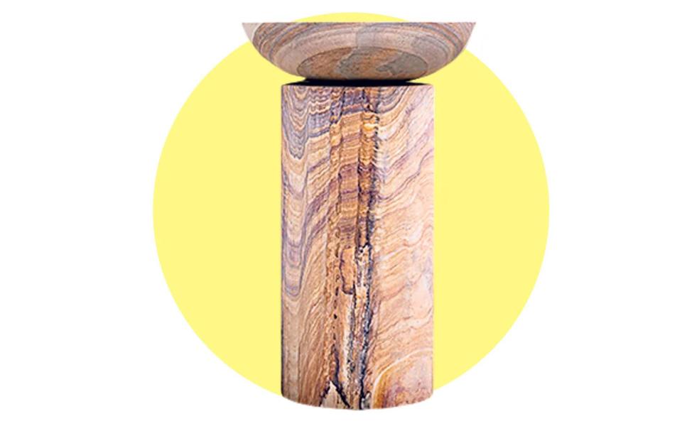 ‘Acorn’ bird bath on sandstone plinth, £628-£718; foras.co.uk