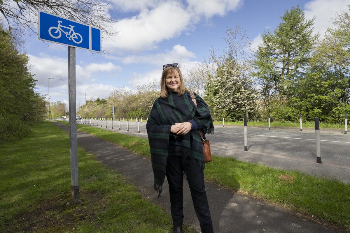 Cllr Elizabeth Scott, Durham County Council’s Cabinet member for economy and partnerships, pictured at Rotary Way, near the Arnison Centre, which will form part of the new North Durham Active Travel Corridor. <i>(Image: DCC)</i>
