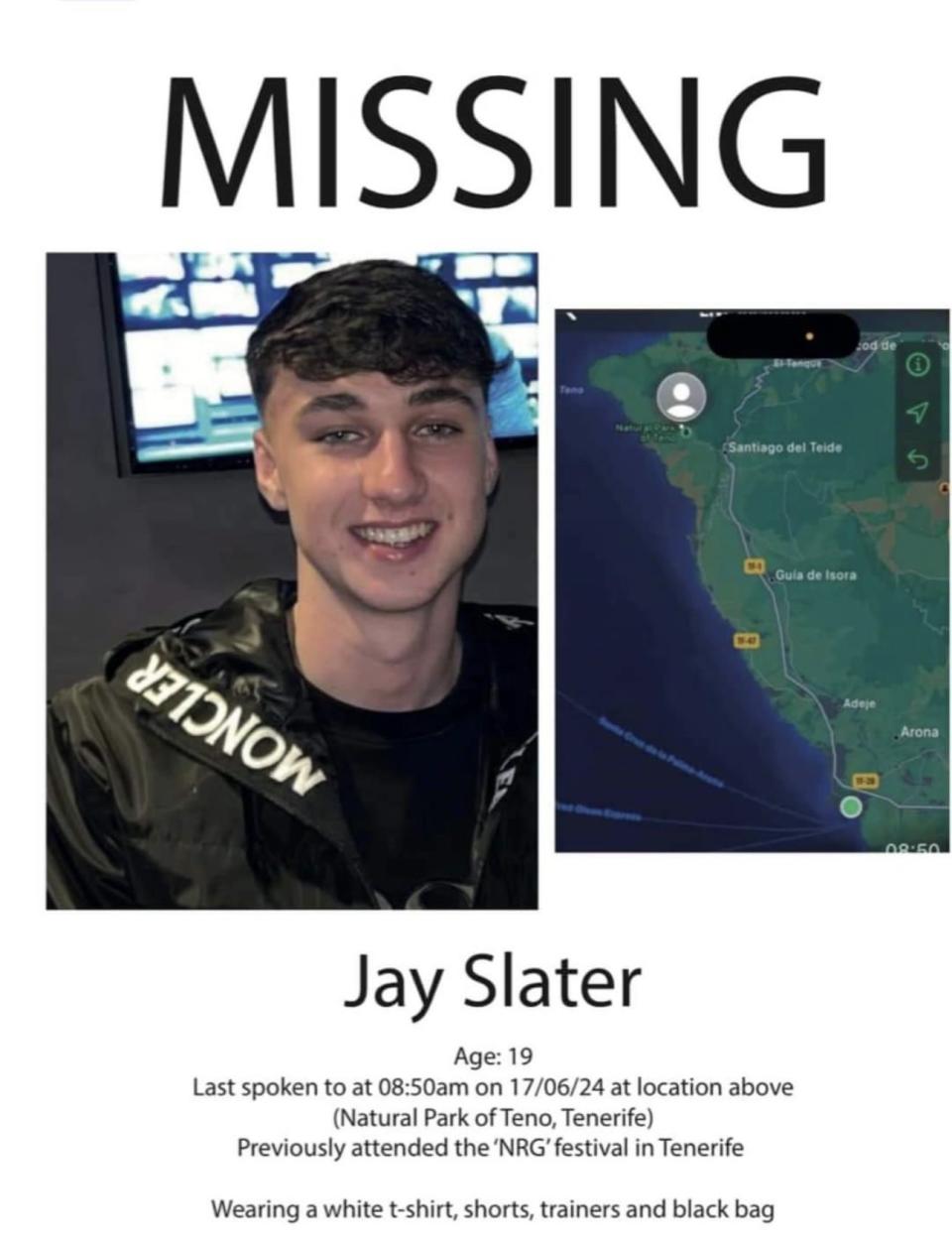 An appeal poster for Jay Slater as the search continues.  (LI)