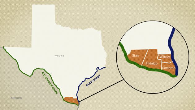 The Rio Grande Valley is made up of four counties and is home to 1.3 million people. (Photo: Isabella Carapella/HuffPost; Photos: Getty)