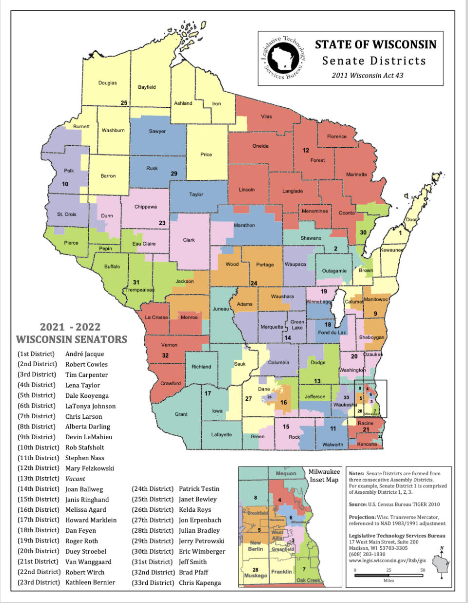 This image provided by the State of Wisconsin shows the Wisconsin state district maps. The liberal-controlled Wisconsin Supreme Court is scheduled to hear arguments Tuesday, Nov. 21, 2023 in a redistricting case that Democrats hope will result in new, more favorable legislative maps for elections in 2024 that will help them chip away at the large Republican majority. The case is being closely watched in battleground Wisconsin, a state where four of the past six presidential elections have been decided by fewer than 23,000 votes. (State of Wisconsin via AP)