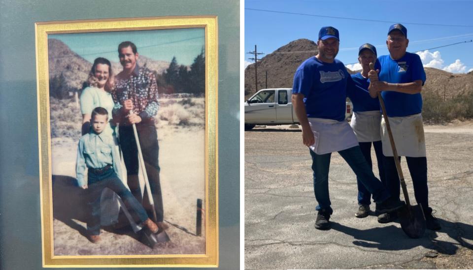 Burger Depot owners David and Laura Mount and their son, David, shown Thursday and during the groundbreaking of the restaurant in April 1979.