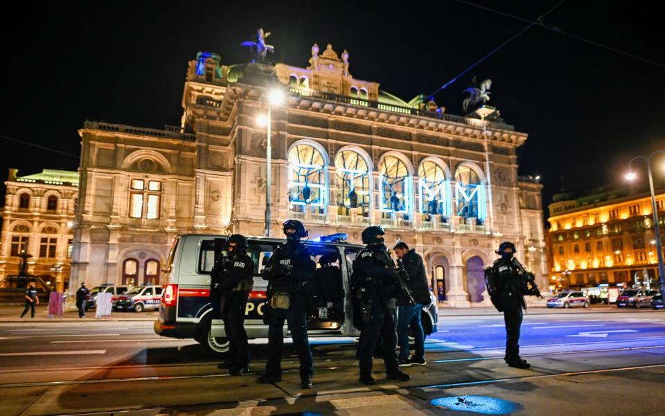 Heavily armed police stand outside the Vienna State Opera - Michael Gruber/Getty Images