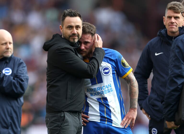 Roberto de Zerbi, con Alexis Mac Allister, un jugador al que potenció e hizo crecer en su llegada al fútbol inglés