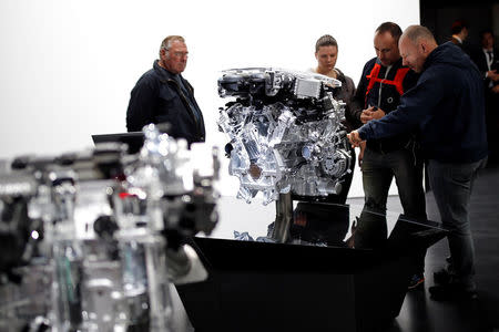 The new Infiniti V6 Twin Turbo engine is displayed at the Paris auto show, in Paris, France, October 14, 2016. REUTERS/Benoit Tessier