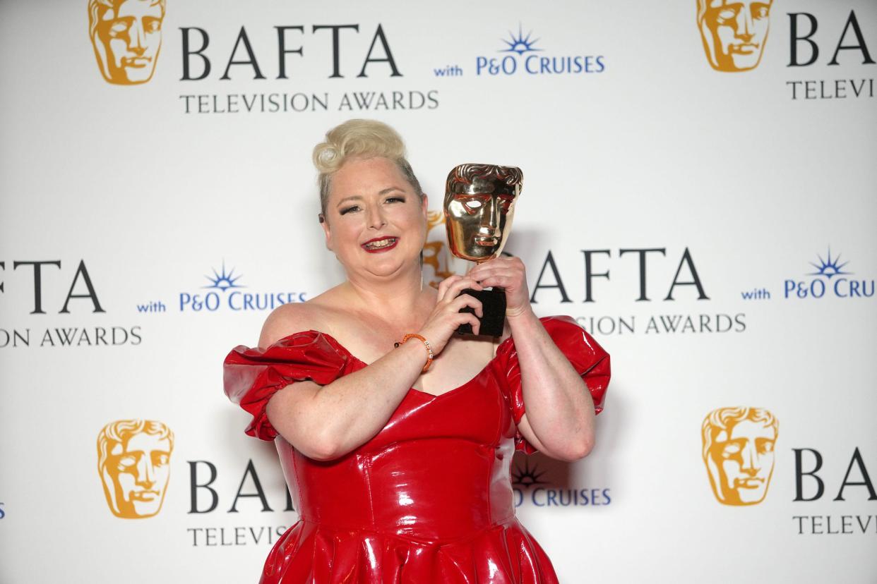 Siobhan McSweeney with the award for Female Performance in a Comedy Programme, for Derry Girls, at the Bafta Television Awards 2023 at the Royal Festival Hall, London. Picture date: Sunday May 14, 2023.