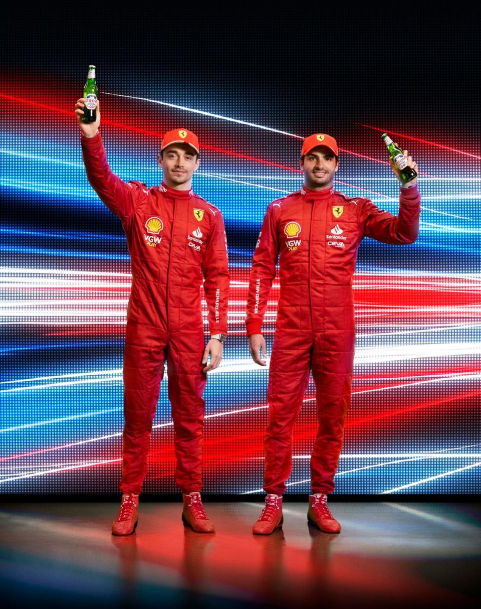 Ferrari F1 drivers Charles Leclerc and Carlos Sainz (Peroni)