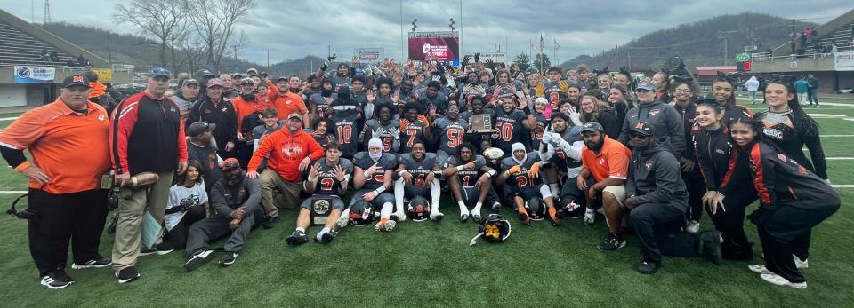 Martinsburg earned its 10th West Virginia Class AAA state football title with a 57-13 victory over Princeton at Wheeling Island Stadium.