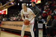 Rutgers' forward Abby Streeter (31) with the ball during the Big Ten Conference women's college basketball game between the Rutgers Scarlet Knights and the Ohio State Buckeyes women's basketball team in Piscataway, N.J., Sunday, Dec. 4, 2022. (AP Photo/Stefan Jeremiah)