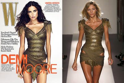 The December issue of W; the Balmain dress from the spring 2010 collection