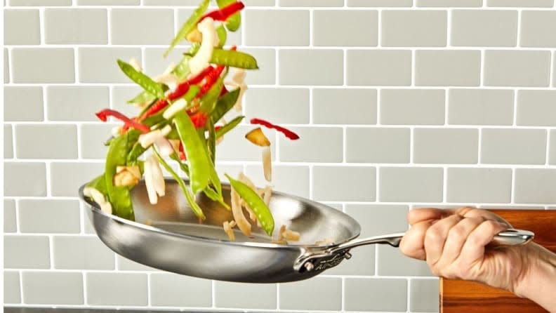 The 10.5-inch skillet allows you to toss vegetables with ease.