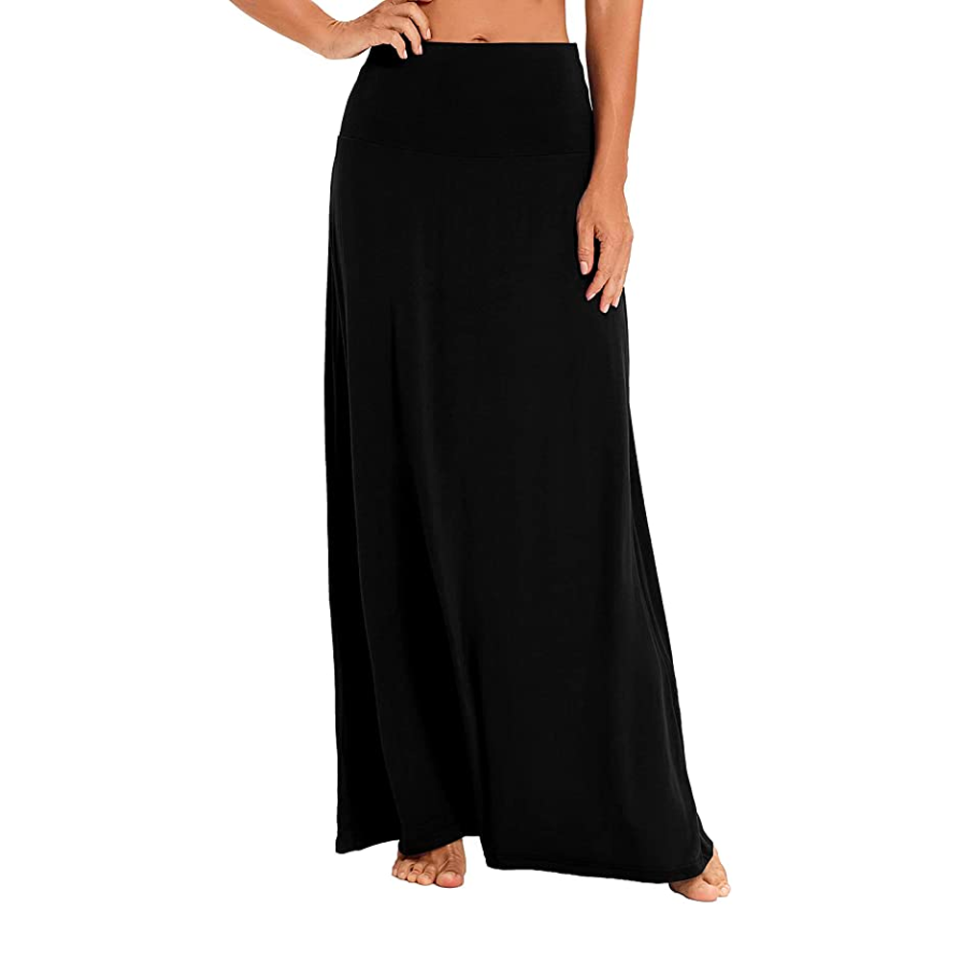 40) Bohemian Style Elastic Waist Maxi Skirt