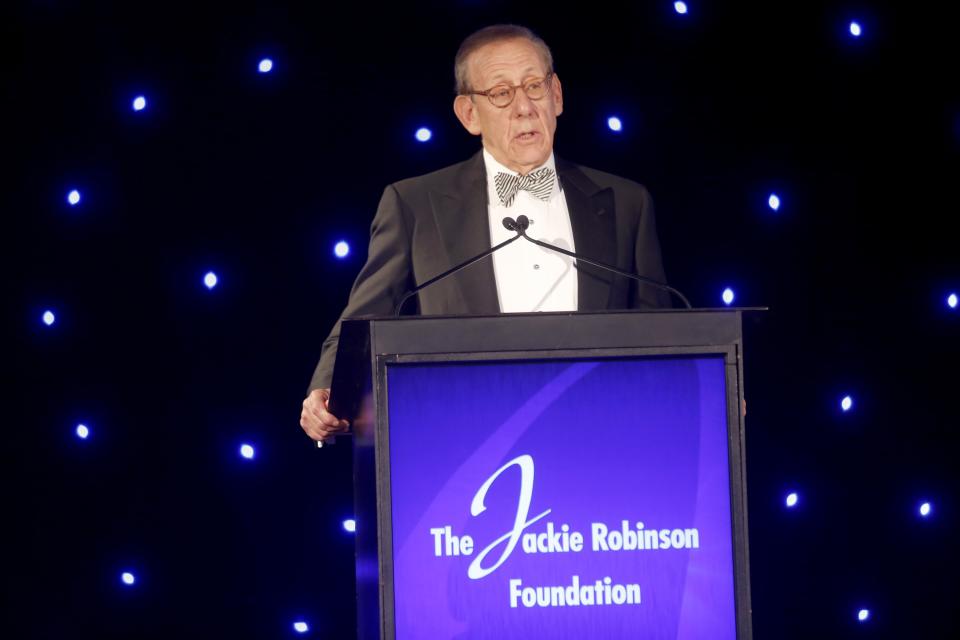 Stephen Ross speaks at the Jackie Robinson Foundation's awards dinner on Monday in New York. (Getty Images) 