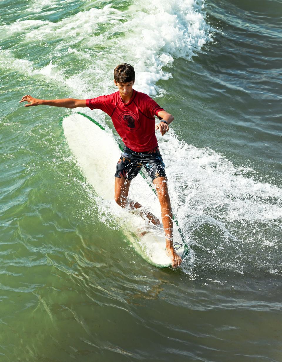 Gavin Idone duringa heat on Sunday at the 2022 National Kidney Foundation Rich Salick Surf Fest. The event is held at the Westgate Resorts Cocoa Beach Pier.