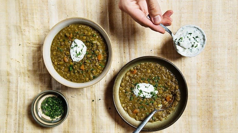 bowls of lentil soup