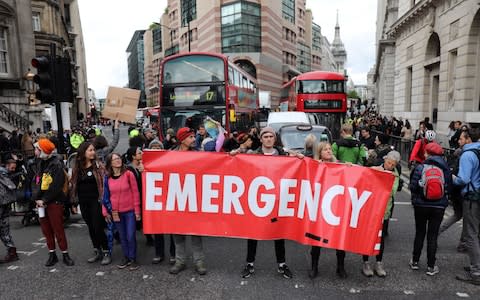 Climate protesters block City of London around the Bank of England  - Credit: Gavin Rodgers