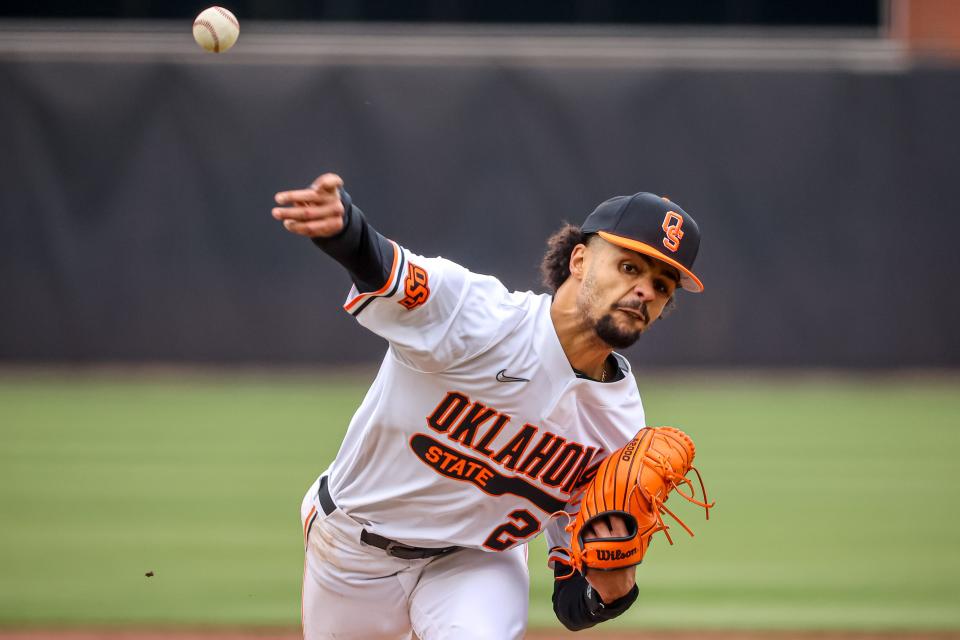 Oklahoma State righthander Juaron Watts-Brown is the Big 12 strikeouts leader. The transfer from Long Beach State was the Big 12 coaches' preseason choice for the conference pitcher of the year and newcomer of the year.