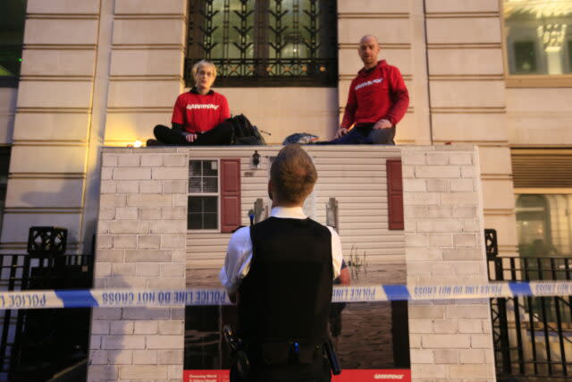 Greenpeace activists outside BP's headquarters