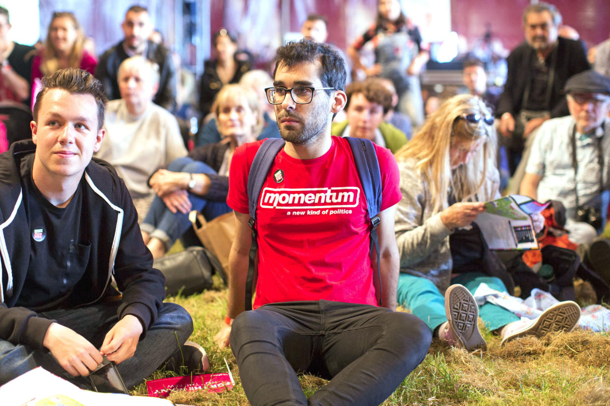 A Momentum supporter at a Labour Live event in north London last year. (Rick Findler/PA Wire Rick Findler/PA Wire)