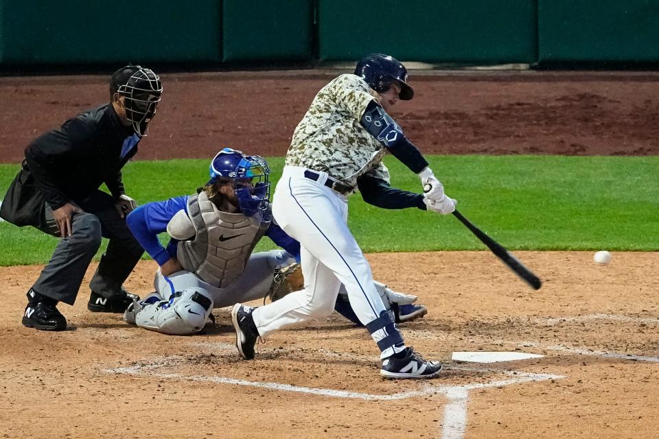 Clippers first baseman Kyle Manzardo hit his ninth homer of the season on Saturday.