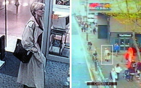 Footage issued by Scotland Yard on the anniversary of Jill Dando's murder. The CCTV footage shows the television presenter on the morning of her death  - Credit: Scotland Yard