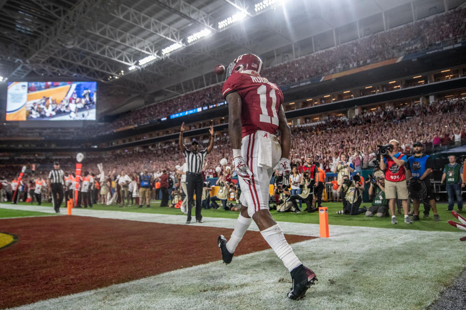 Alabama's Henry Ruggs III could end up as WR1 in the 2020 NFL draft. (Photo by Mark Brown/Getty Images)