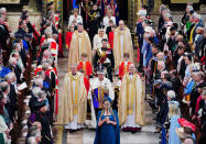 <p>LONDON, ENGLAND - MAY 06: King Charles III, wearing the Imperial State Crown, is followed by Queen Camilla as they leave Westminster Abbey in central London following their coronation ceremony on May 6, 2023 in London, England. The Coronation of Charles III and his wife, Camilla, as King and Queen of the United Kingdom of Great Britain and Northern Ireland, and the other Commonwealth realms takes place at Westminster Abbey today. Charles acceded to the throne on 8 September 2022, upon the death of his mother, Elizabeth II. (Photo by Ben Birchall - WPA Pool/Getty Images)</p> 