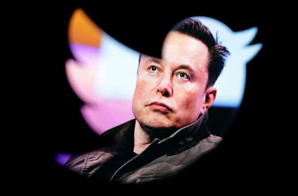 PHOTO: Elon Musk&#39;s photo is seen through a Twitter logo in this illustration taken October 28, 2022. (Dado Ruvic/Reuters)