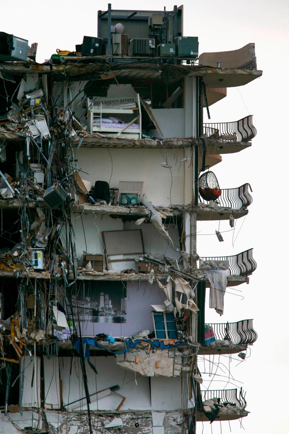 The partially collapsed Champlain Towers South condo building in Surfside, Florida, on Monday, June 28, 2021.