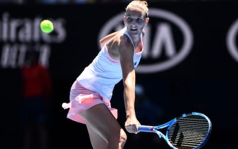 Czech Republic's Karolina Pliskova hits a return against Serena Williams  - Credit: AFP