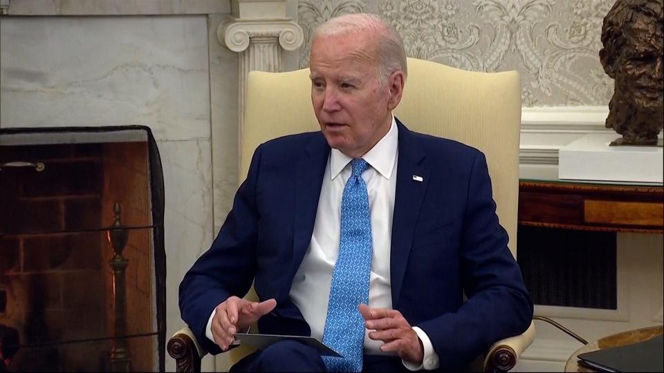 President Joe Biden said the U.S. is working on a plan to airdrop humanitarian assistance to the Gaza Strip.