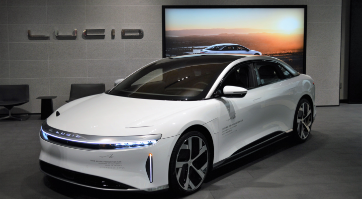 Lucid Motors (LCID) Air Dream Edition Luxury Electric car and it's technology on display in Lucid (LCID) Studio Showroom