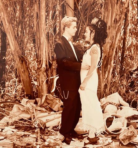 <p>Adrienne Armstrong Instagram</p> Billie Joe Armstrong and Adrienne Armstrong on their wedding day in 1994.