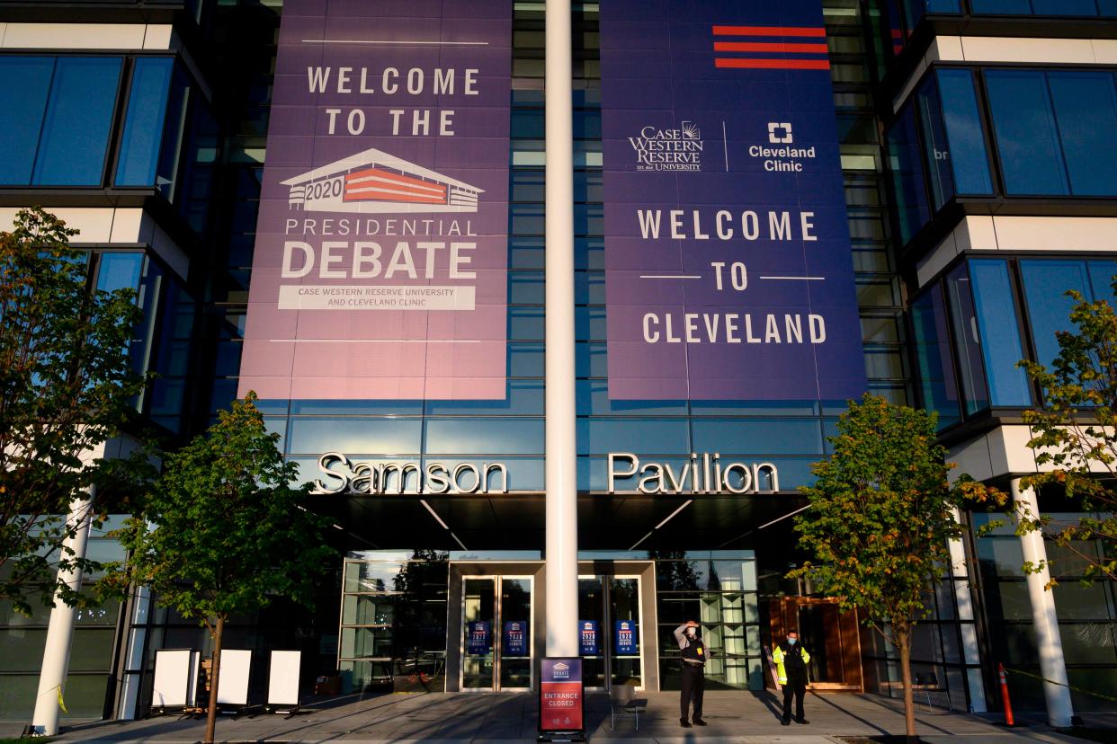 The stage is set for the first Trump-Biden debate in Cleveland, Ohio (AFP via Getty Images)