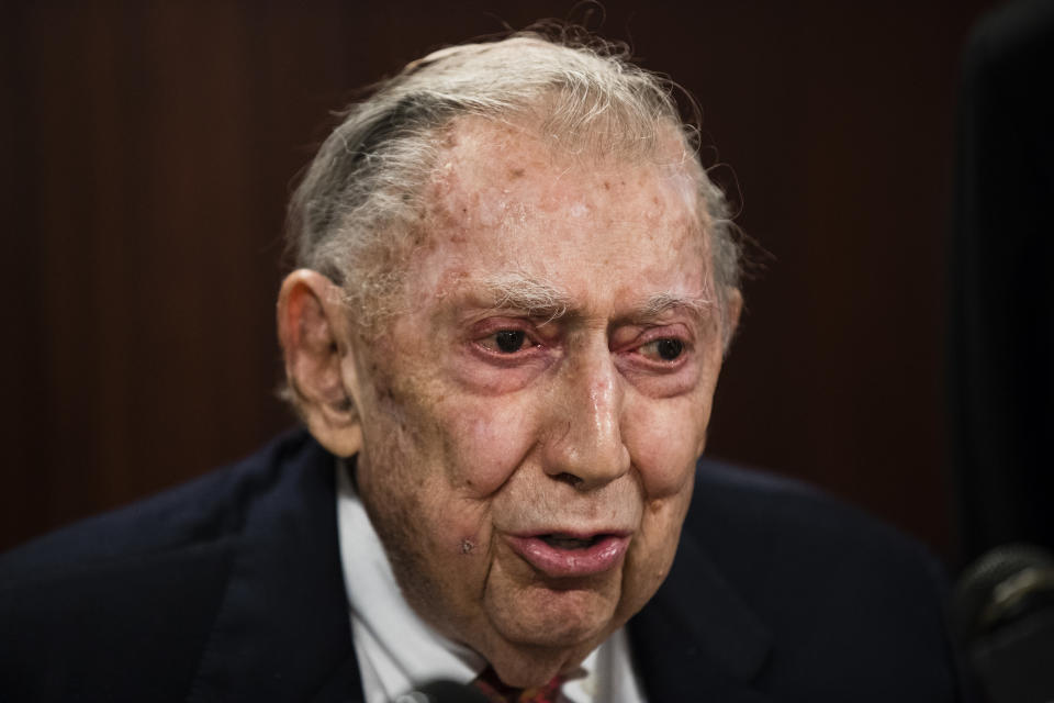 FILE—In this May 11, 2017 file photo, attorney Richard Sprague speaks with members of the media during a news conference in Philadelphia. Sprague, a prominent Philadelphia lawyer who has prosecuted murderers, won high-stakes civil lawsuits and was deeply influential in state and city political and civic affairs died Saturday evening, April 3, 2021, a funeral home confirmed. He was 95. (AP Photo/Matt Rourke, File)