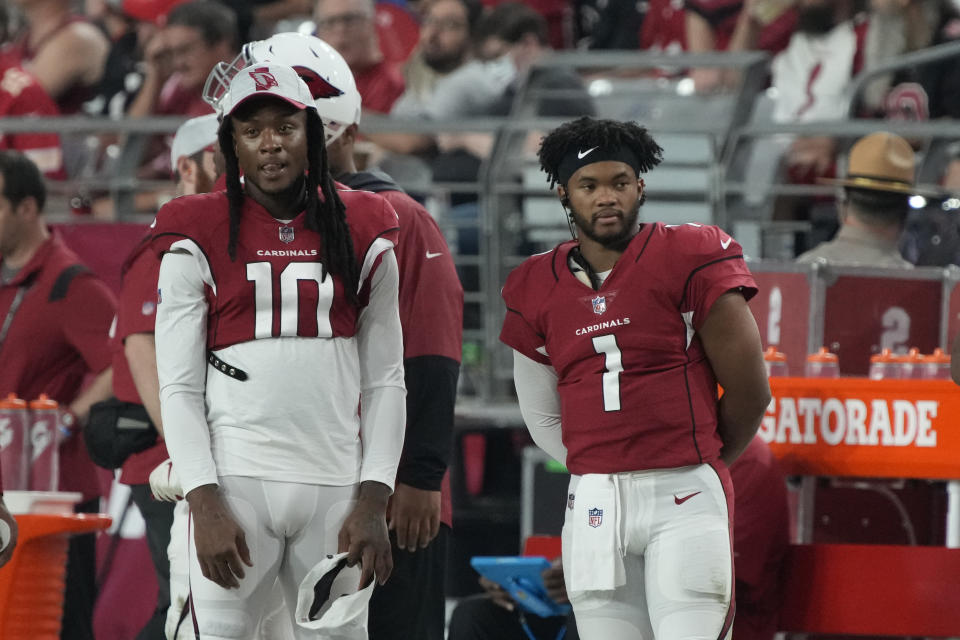 Arizona Cardinals wide receiver DeAndre Hopkins (10) and quarterback Kyler Murray 