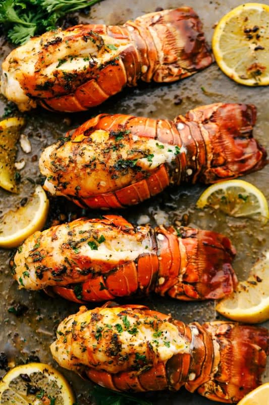 <p>The Recipe Critic</p><p>This lobster tail recipe is a decadent dinner made with large lobster tails smothered with a buttery garlic herb sauce then broiled under high heat making these lobster tails tender and juicy. The ultimate indulgence!</p><p><strong>Get the recipe: <a href="https://therecipecritic.com/lobster-tail-recipe/" rel="nofollow noopener" target="_blank" data-ylk="slk:The Best Lobster Tail;elm:context_link;itc:0;sec:content-canvas" class="link rapid-noclick-resp">The Best Lobster Tail</a></strong></p>