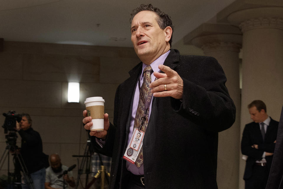 Rep.-elect Andy Levin, D-Mich, arrives for member-elect briefings on Capitol Hill in Washington, Thursday, Nov. 15, 2018. 