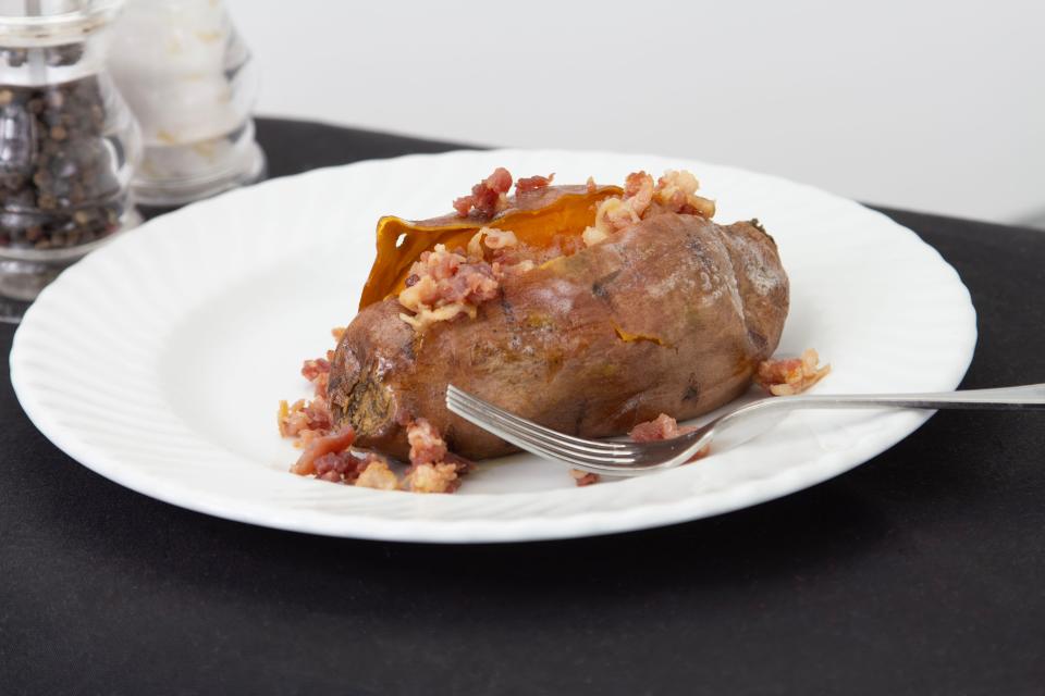 Loaded Sweet Potato Topped with Maple Cinnamon Butter with Applewood Bacon  (Orbit)