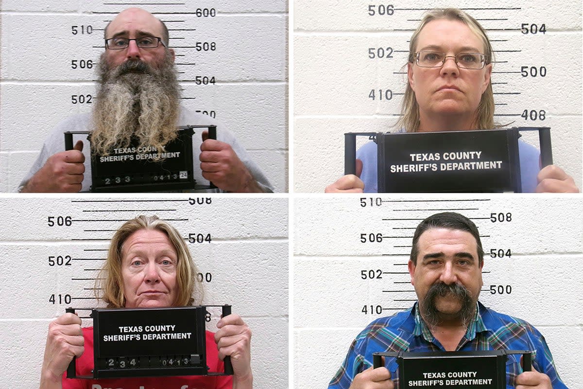 Tad Bert Cullum, top left, Cora Twombly, top right, Tifany Machel Adams, bottom left, and Cole Earl Twombly, bottom right, were arrested on 13 April  in the murder and kidnapping Veronica Butler and Jilian Kelley (AP)