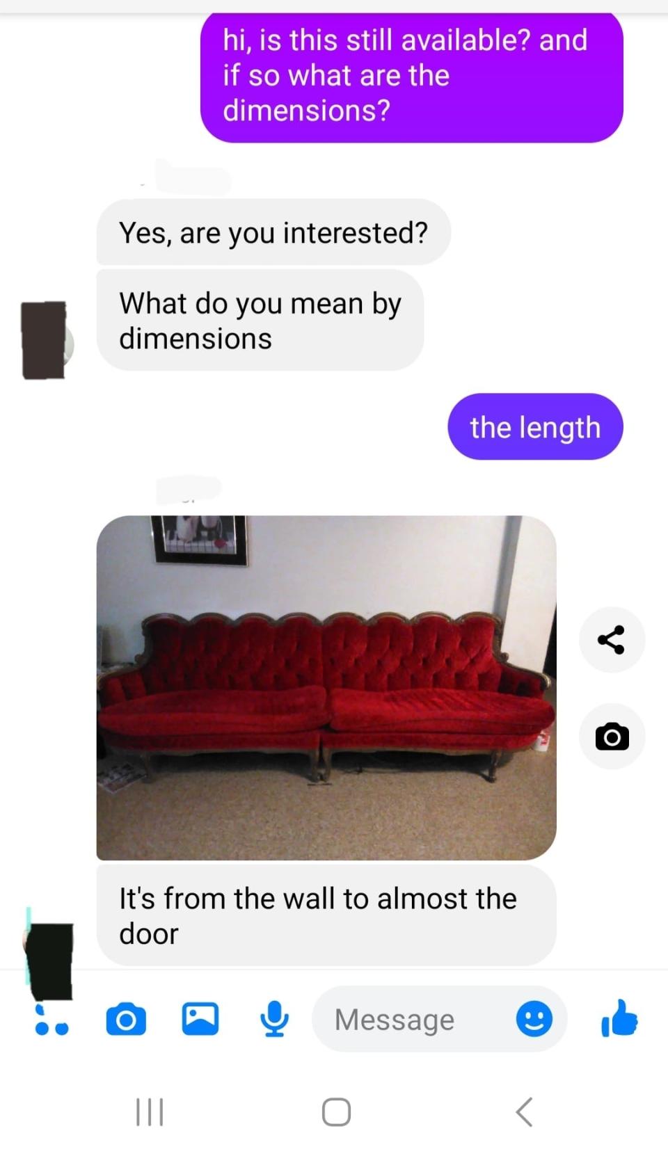 "It's from the wall to almost the door"