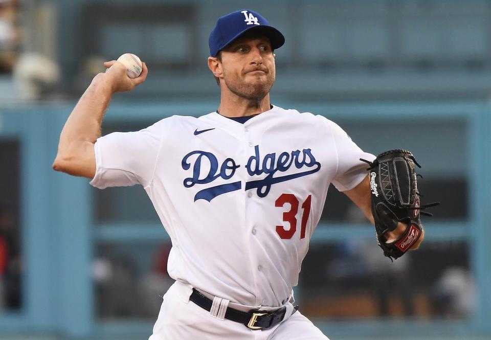 Max Scherzer struck out 10 batters and allowed two runs in seven innings pitched in his Dodgers debut.