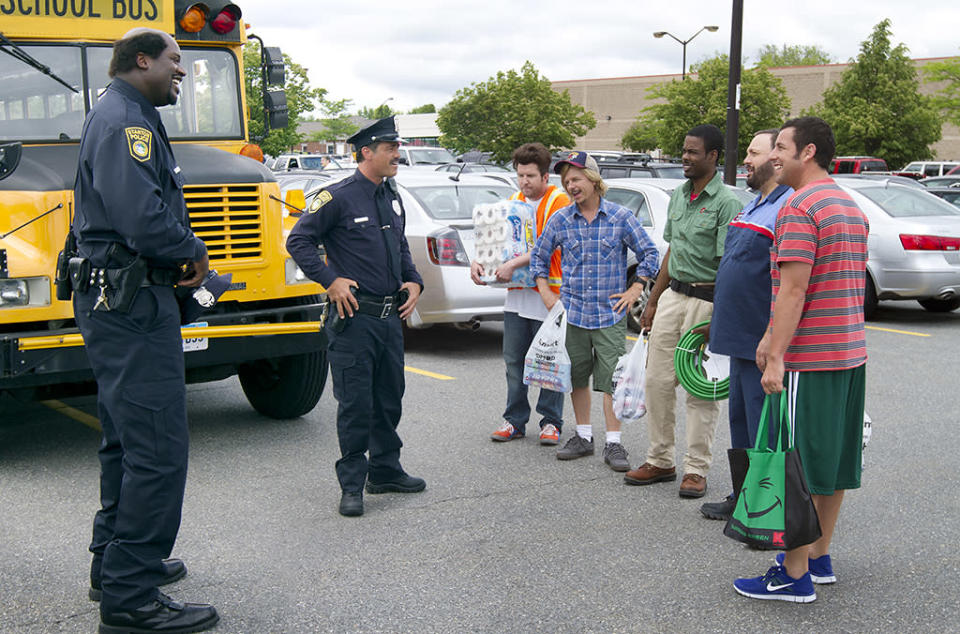 Shaquille O'Neal, Peter Dante, Nick Swardson, David Spade, Chris Rock, Kevin James, and Adam Sandler in Columbia Pictures' "Grown Ups 2" - 2013