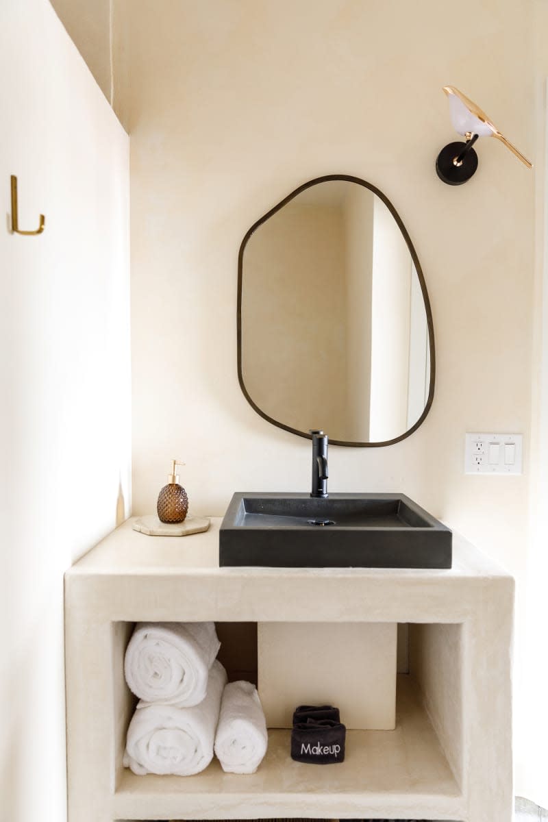 Vanity area in bathroom.