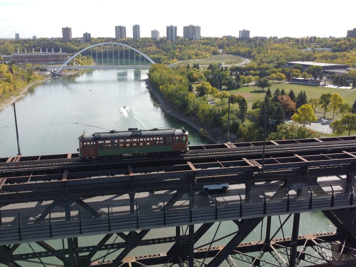 The High Level Bridge, dating back to 1913, is slated for a $270M rehabilitation in Edmonton's 2023-2026 capital budget. (Dave Bajer/CBC - image credit)